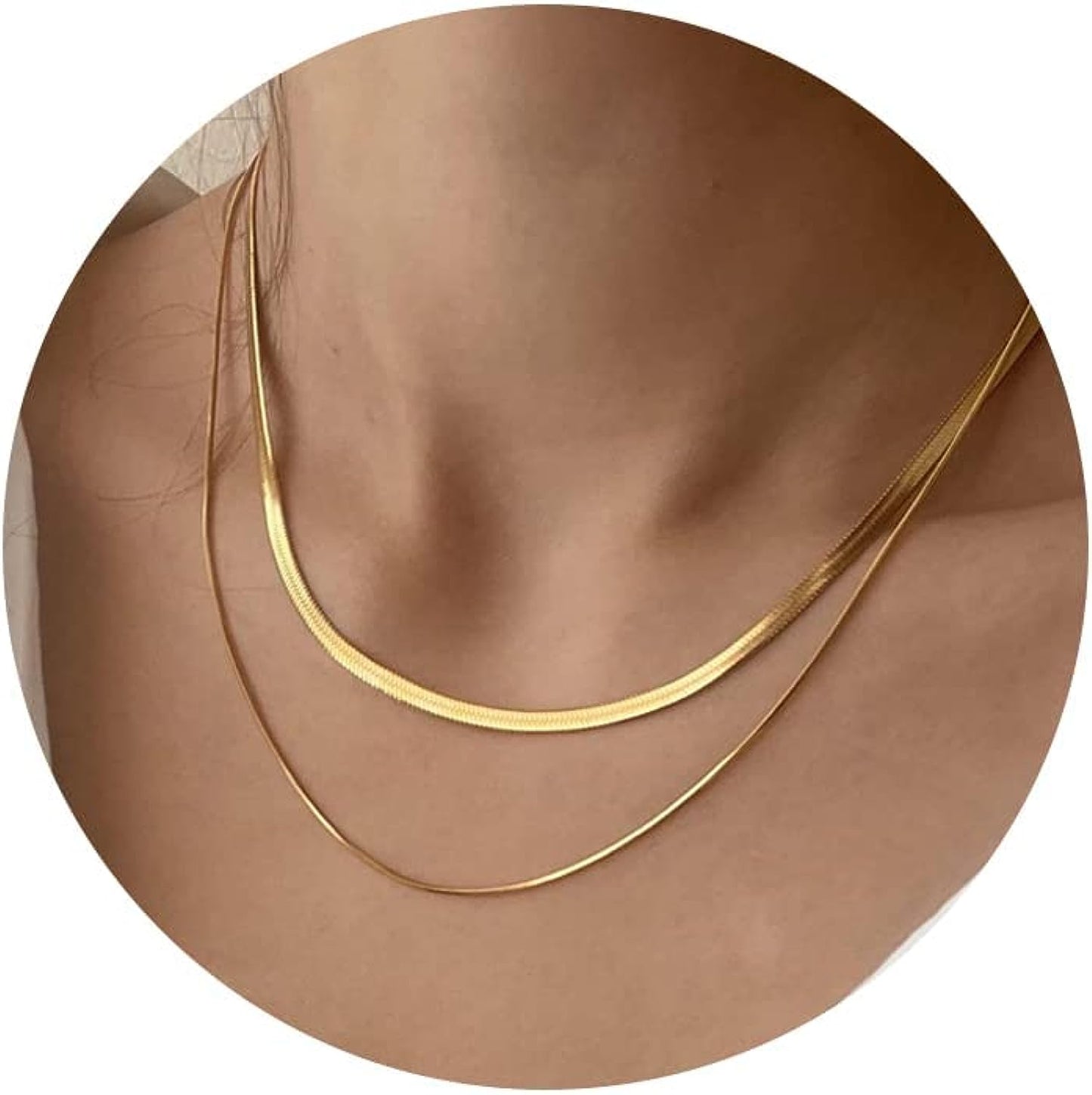 CHESKY 14K Gold/Silver Plated Snake Chain Necklace Herringbone Necklac