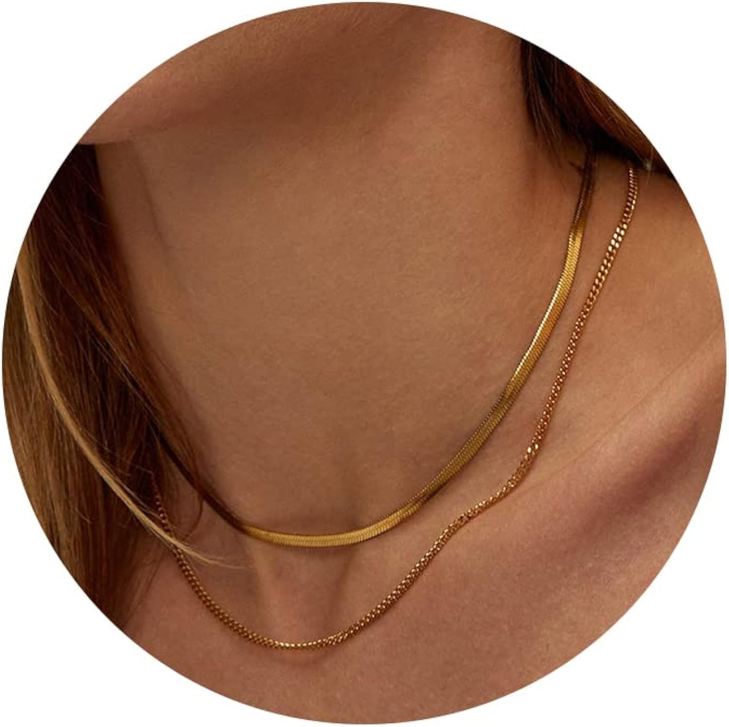 CHESKY 14K Gold/Silver Plated Snake Chain Necklace Herringbone Necklac