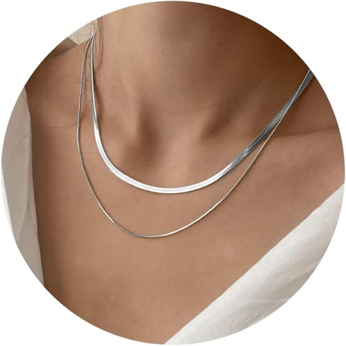 CHESKY 14K Gold/Silver Plated Snake Chain Necklace Herringbone Necklac