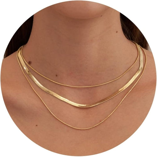 CHESKY 14K Gold/Silver Plated Snake Chain Necklace Herringbone Necklac