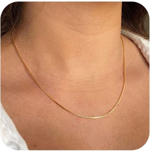 CHESKY 14K Gold/Silver Plated Snake Chain Necklace Herringbone Necklac