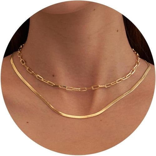 CHESKY 14K Gold/Silver Plated Snake Chain Necklace Herringbone Necklac