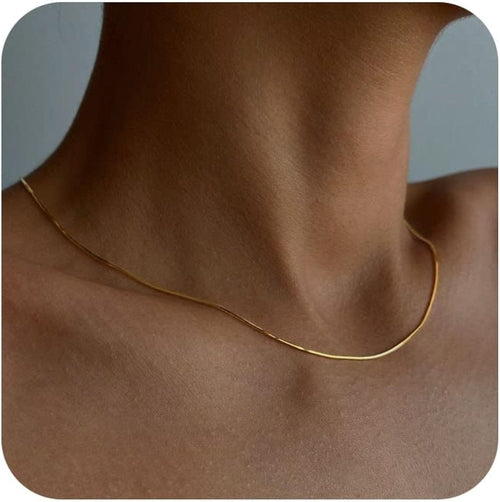 CHESKY 14K Gold/Silver Plated Snake Chain Necklace Herringbone Necklac