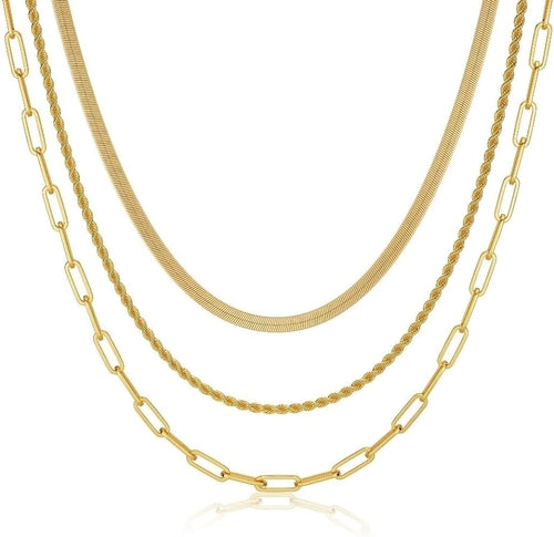 CHESKY 14K Gold/Silver Plated Snake Chain Necklace Herringbone Necklac