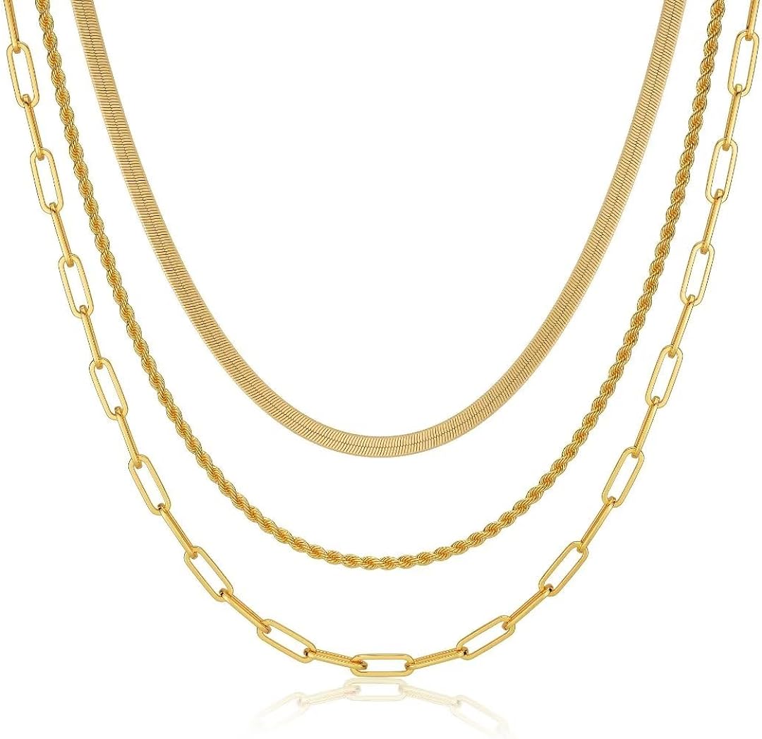 CHESKY 14K Gold/Silver Plated Snake Chain Necklace Herringbone Necklac