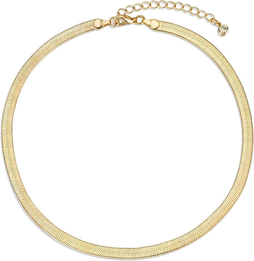 CHESKY 14K Gold/Silver Plated Snake Chain Necklace Herringbone Necklac