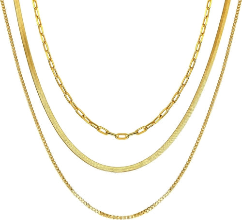 CHESKY 14K Gold/Silver Plated Snake Chain Necklace Herringbone Necklac