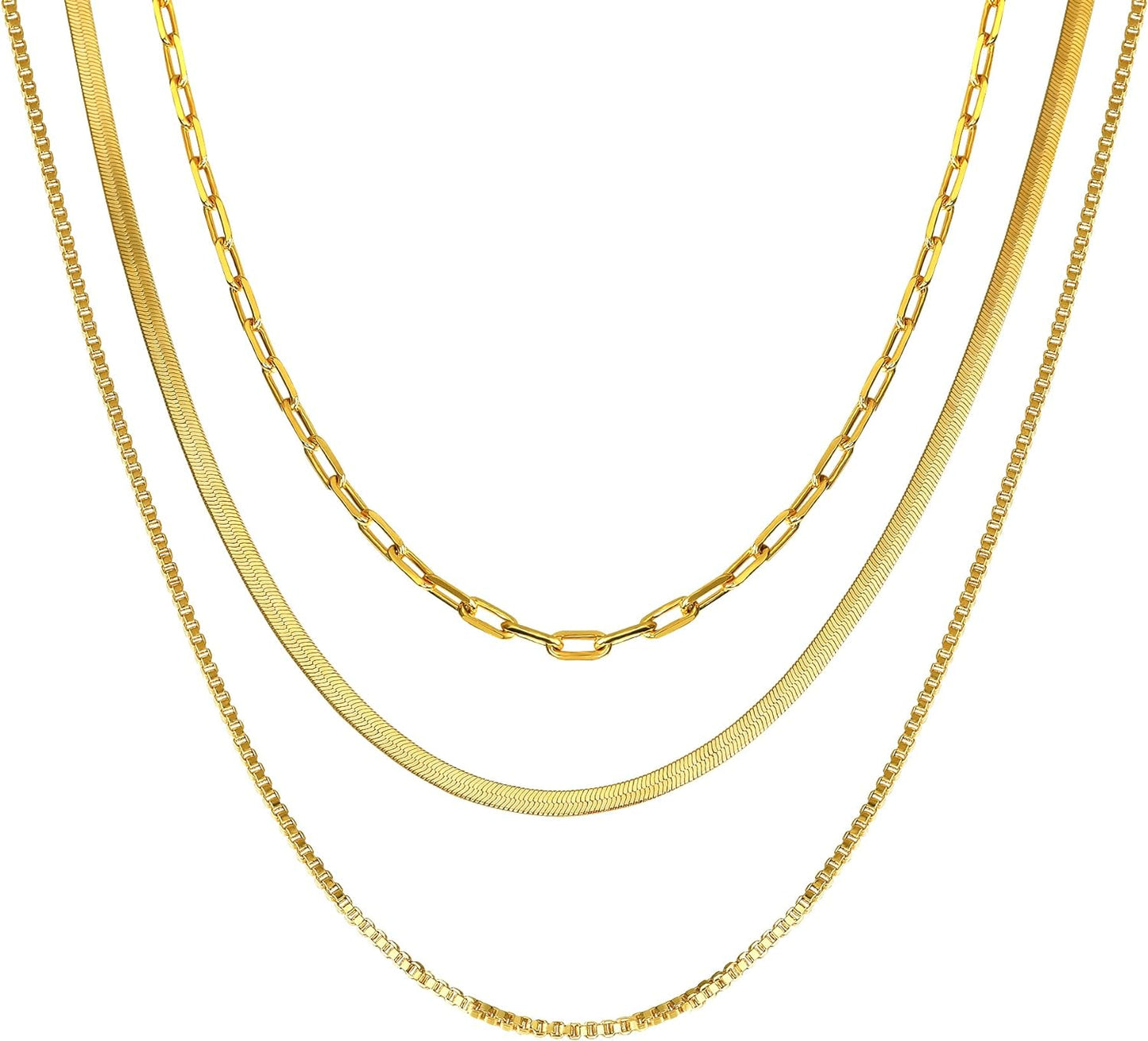 CHESKY 14K Gold/Silver Plated Snake Chain Necklace Herringbone Necklac