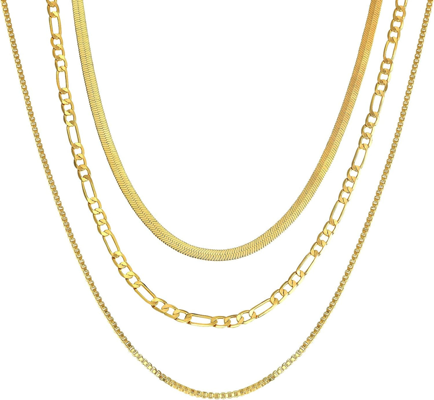 CHESKY 14K Gold/Silver Plated Snake Chain Necklace Herringbone Necklac