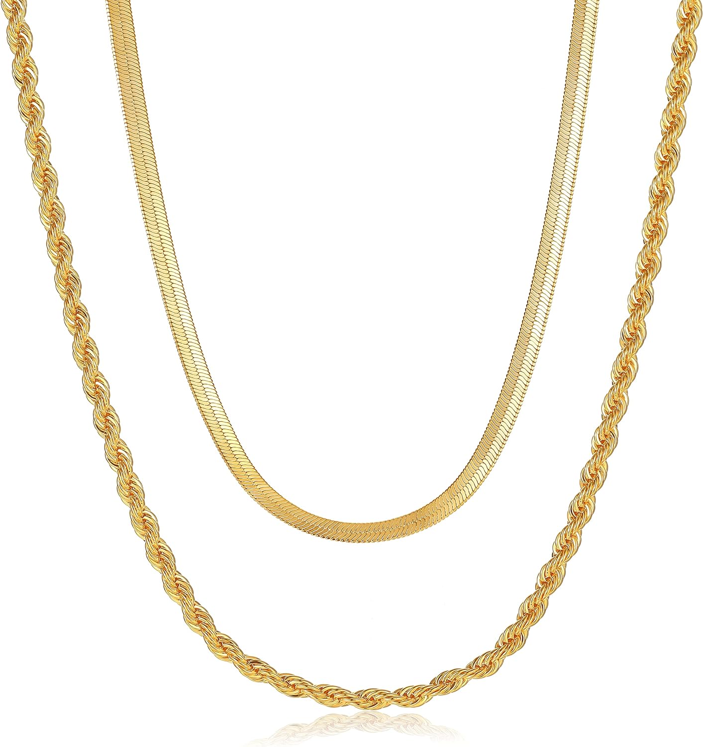 CHESKY 14K Gold/Silver Plated Snake Chain Necklace Herringbone Necklac