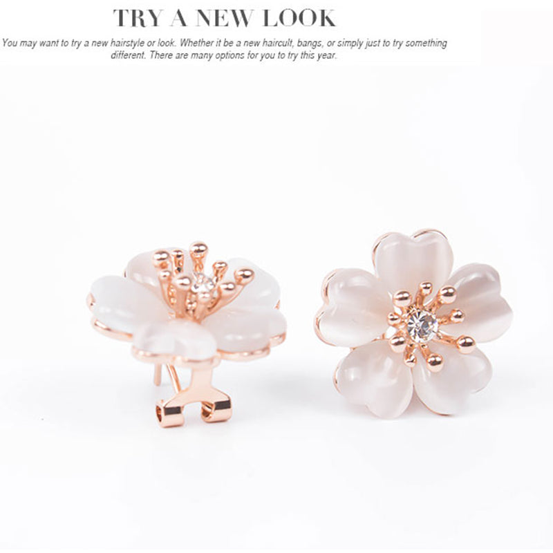 2 Piece Set Exquisite Pink Cherry Blossom Pattern Pendant Necklace - ONEZINOTTA , jewelery that shines like gold...