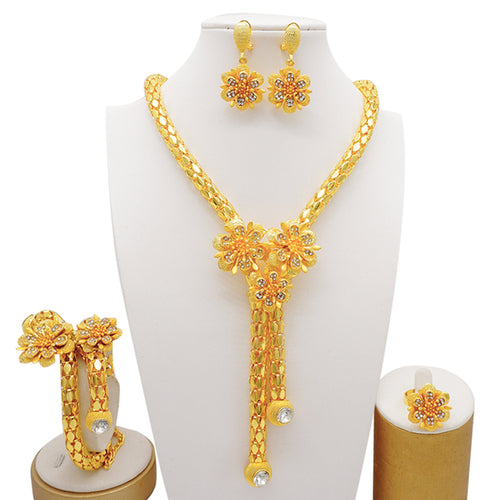 24k Fine Dubai Gold Color Jewelry Sets For Women African India Party - ONEZINOTTA , jewelery that shines like gold...