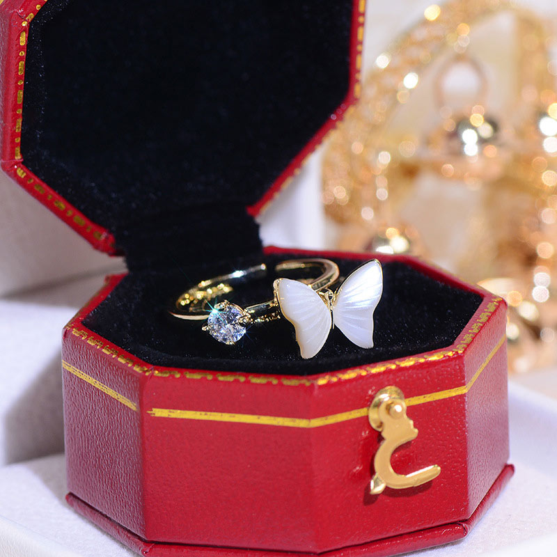 2Pc/Set Engagement Rings for Women Charm Design Big Crystal Butterfly - ONEZINOTTA , jewelery that shines like gold...