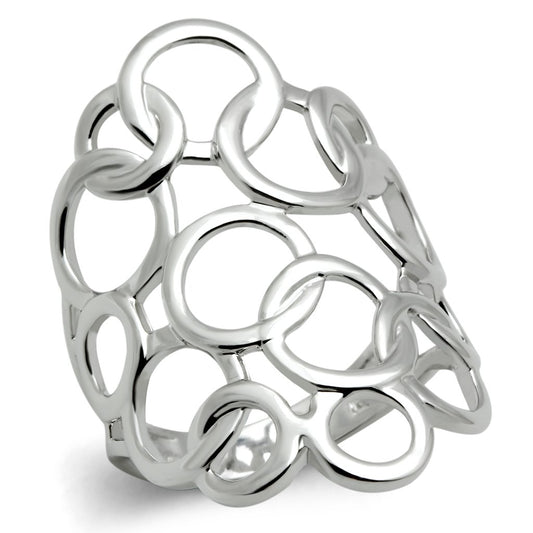 3W170 - Rhodium Brass Ring with No Stone - ONEZINOTTA , jewelery that shines like gold...