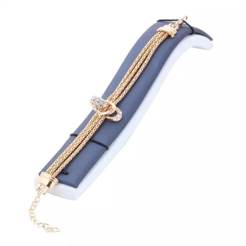 4pcs/set Gold Crystal Necklace Bracelet Ring Earrings Fashion Jewelry - ONEZINOTTA , jewelery that shines like gold...