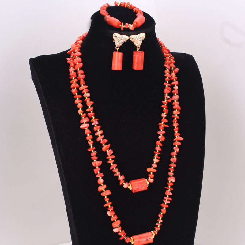 4ujewelry African Costume Nigeria Coral Beads Necklace Jewelry Set - ONEZINOTTA , jewelery that shines like gold...