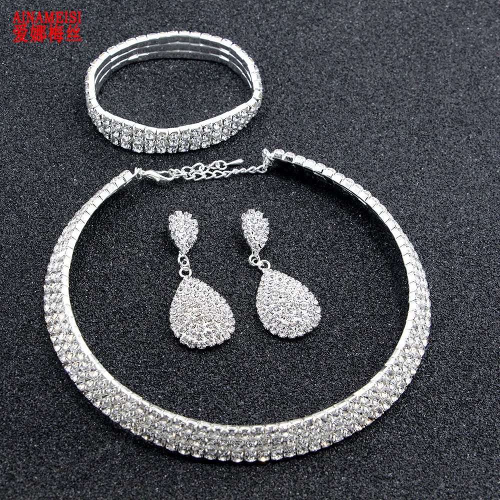 AINAMEISI Luxury Crystal Bridal Jewelry Sets Classic Rhinestone - ONEZINOTTA , jewelery that shines like gold...