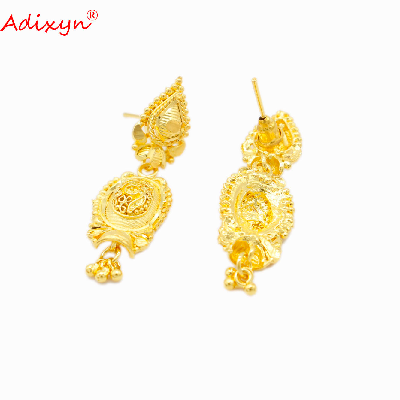 Adixyn Dubai Luxury 24K Gold Color/Copper Earrings Necklace Jewelry - ONEZINOTTA , jewelery that shines like gold...