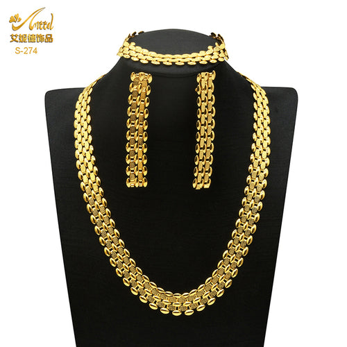 African Luxury Jewelry Dubai Necklace Earrings Bracelet Sets Nigerian - ONEZINOTTA , jewelery that shines like gold...