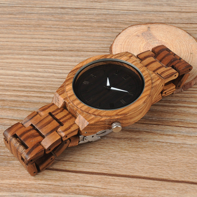 M30 Zebra Wooden Quartz Watch With Wood - ONEZINOTTA , jewelery that shines like gold...