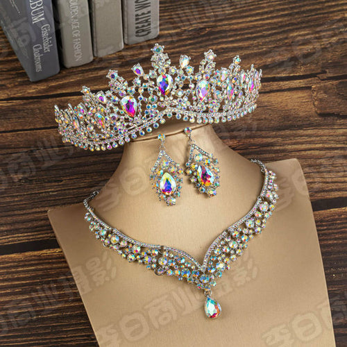 Baroque Crystal Water Drop Bridal Jewelry Sets Rhinestone Tiaras Crown - ONEZINOTTA , jewelery that shines like gold...