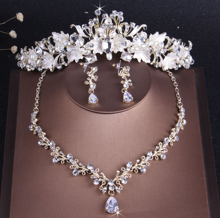 Baroque Vintage Gold Crystal Leaf Pearl Costume Jewelry Sets - ONEZINOTTA , jewelery that shines like gold...
