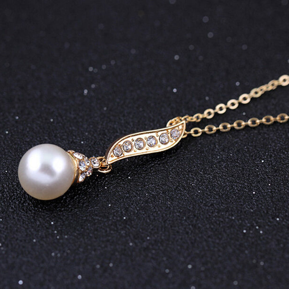 Bridal Women Necklace Faux Pearl Rhinestone Charms Wedding Earrings - ONEZINOTTA , jewelery that shines like gold...