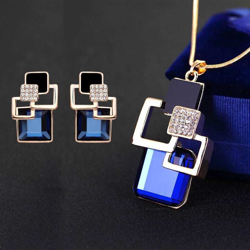 Classic Geometric Square Crystal Jewelry Sets For Women Vintage Party - ONEZINOTTA , jewelery that shines like gold...