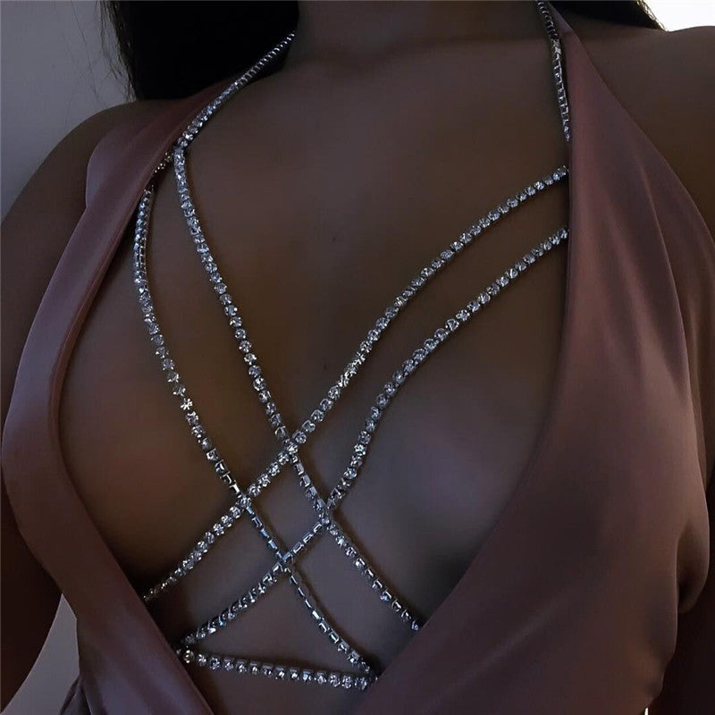 Classic Overlapping Sternal Chain Woman Sexy Fashion Body Jewelry - ONEZINOTTA , jewelery that shines like gold...