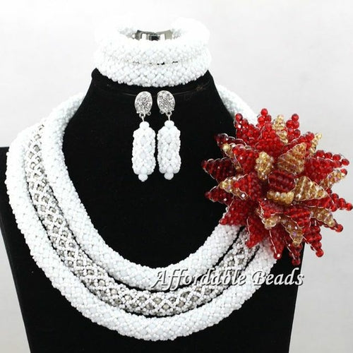 Crystal 3 Layer Womens Nigerian African Dubi Bridal Beads Wedding - ONEZINOTTA , jewelery that shines like gold...