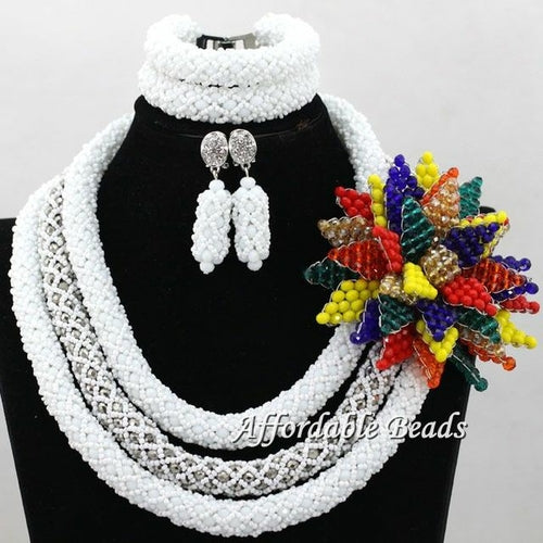 Crystal 3 Layer Womens Nigerian African Dubi Bridal Beads Wedding - ONEZINOTTA , jewelery that shines like gold...