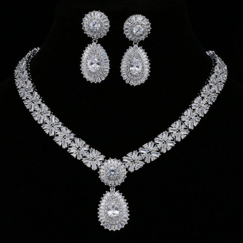 Dubai Silver Color Bracelet Earrings Necklace Set Jewellery Luxury - ONEZINOTTA , jewelery that shines like gold...