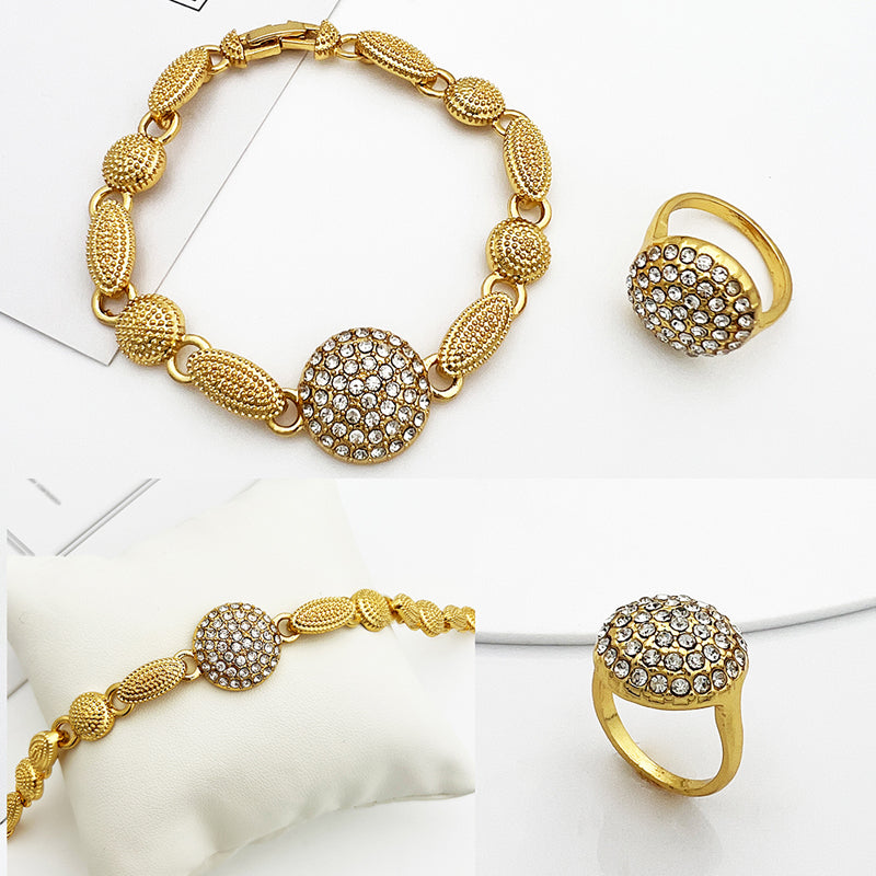 Dubai Women's Gold Jewelry Large Round Pendant Necklace And Earrings - ONEZINOTTA , jewelery that shines like gold...