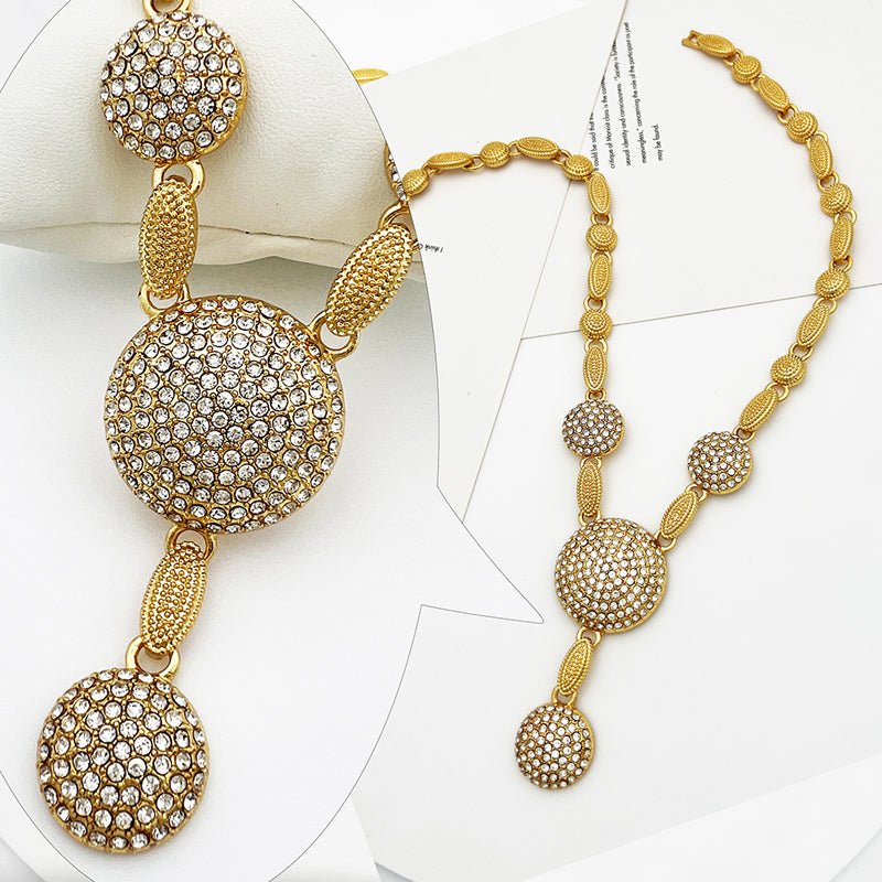 Dubai Women's Gold Jewelry Large Round Pendant Necklace And Earrings - ONEZINOTTA , jewelery that shines like gold...