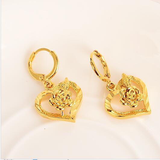Fashion 18 k Fine Real Yellow Gold GF Dubai Romantic Heart love rose - ONEZINOTTA , jewelery that shines like gold...