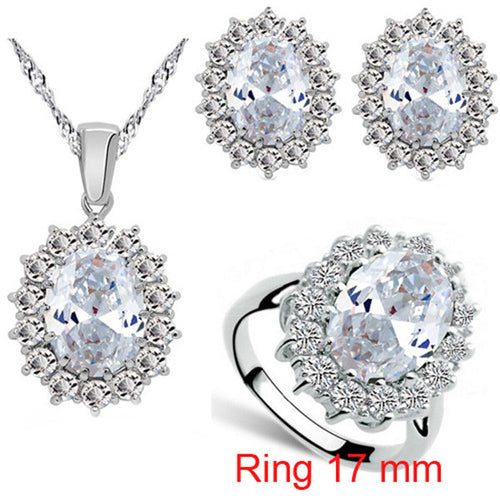 Fashion Blue Crystal Stone Wedding Jewelry Sets For Brides Silver - ONEZINOTTA , jewelery that shines like gold...