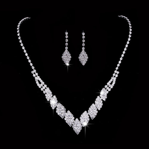 Fashion Crystal Bride Jewelry Set Rhinestone Silver-plated Wedding - ONEZINOTTA , jewelery that shines like gold...