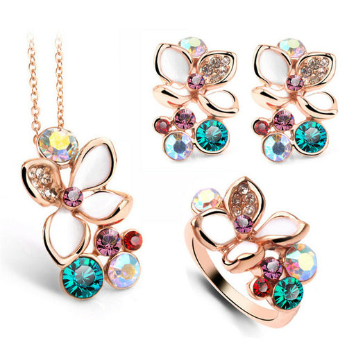 Fashion Multi Color Flower Crystal Rhinestone Gold Color Pendant - ONEZINOTTA , jewelery that shines like gold...