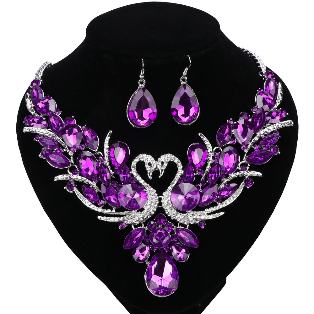 Fashion Nigerian Jewelry Set For Women Purple Tassel Earrings Necklace - ONEZINOTTA , jewelery that shines like gold...