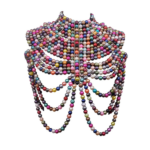 Fashion Pearl Body Chain Shawl Necklaces Women Sexy Adjustable - ONEZINOTTA , jewelery that shines like gold...