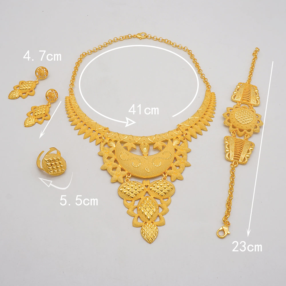 Fine Nigerian Wedding Jewelry Set Dubai Gold African Necklace Bracelet - ONEZINOTTA , jewelery that shines like gold...