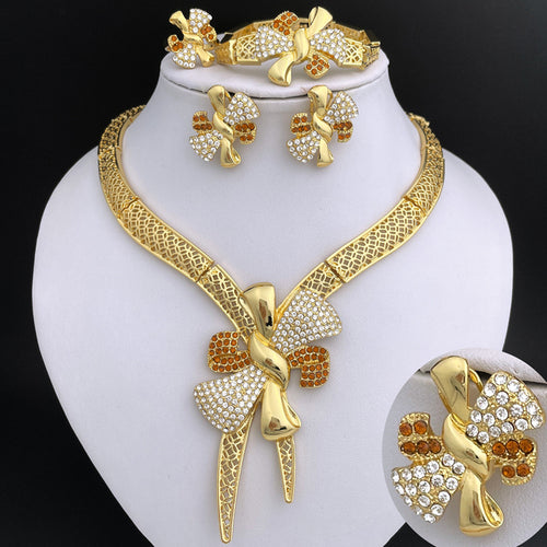 Italy New Design Ladies Gold Color Jewelry African Fashion Necklace - ONEZINOTTA , jewelery that shines like gold...