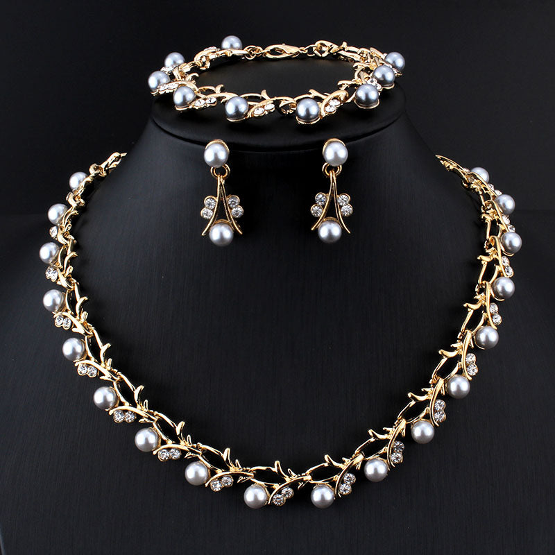 Jiayijiaduo Hot Imitation Pearl Wedding Necklace Earring Sets Bridal - ONEZINOTTA , jewelery that shines like gold...