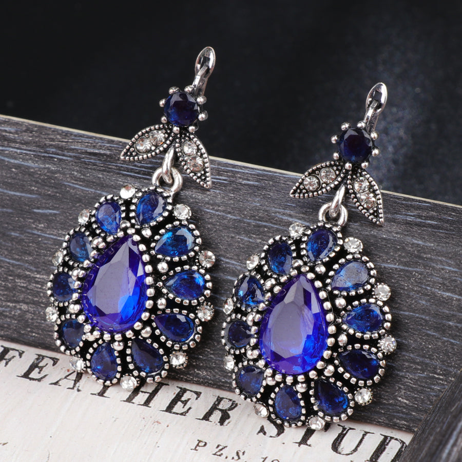 Kinel Hot Turkish Bridal Jewelry Set Fashion Blue Crystal Flower - ONEZINOTTA , jewelery that shines like gold...