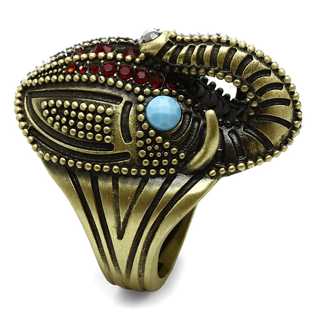 LO3887 - Antique Copper Brass Ring with Synthetic Synthetic Stone in - ONEZINOTTA , jewelery that shines like gold...