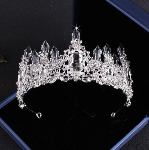 Luxury Big Rhinestone Bridal Jewelry Sets Silver Plated Crystal Crown - ONEZINOTTA , jewelery that shines like gold...