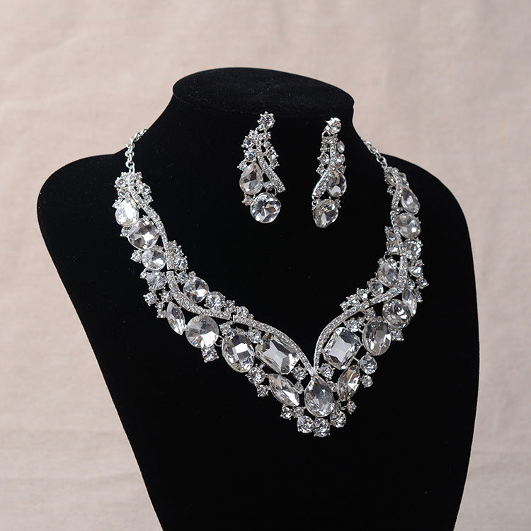 Luxury Rhinestone Wedding Jewelry Sets Earrings Geometric Crystal - ONEZINOTTA , jewelery that shines like gold...