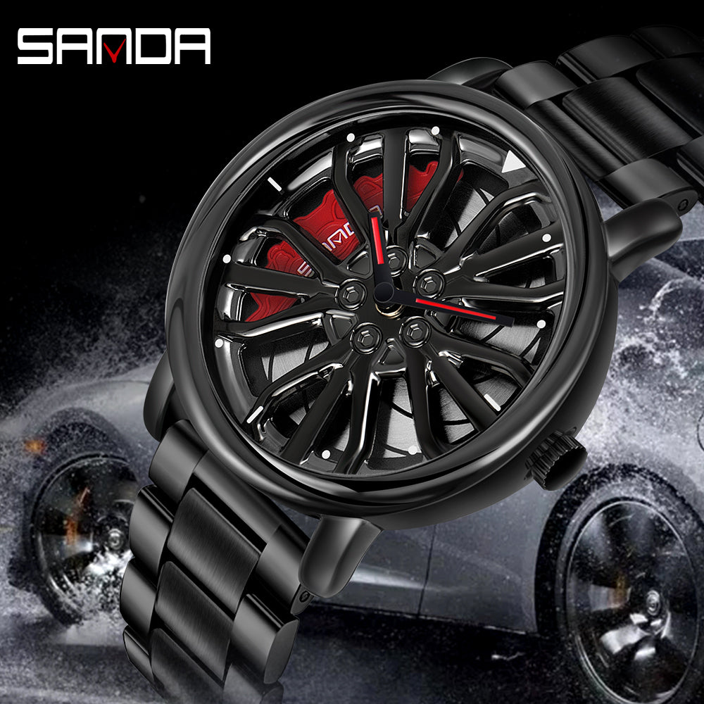 Men Fashion Hot Sell Car Rim Wristwatch 360 Degree Rotating Wheel Rim - ONEZINOTTA , jewelery that shines like gold...