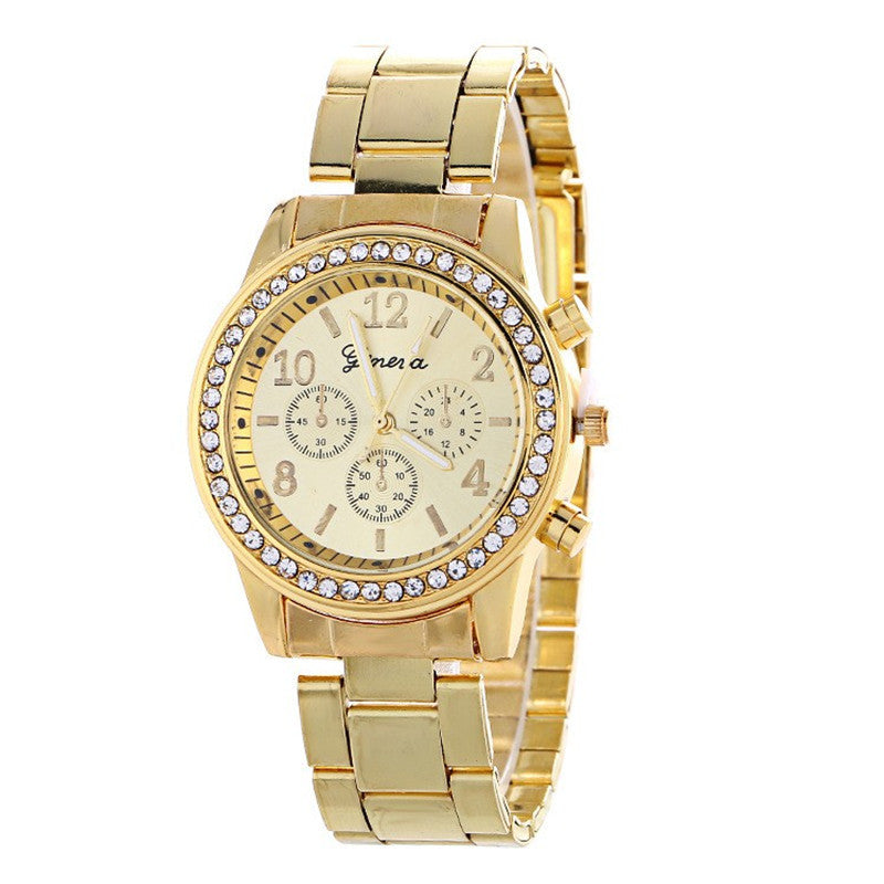 New Arrival Watches For Women Geneva Three-eye Diamond-set Alloy Watch - ONEZINOTTA , jewelery that shines like gold...