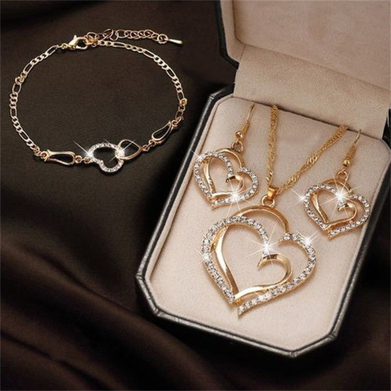 New Fashion Gold And Silver Diamond Double Love Pendant Necklace - ONEZINOTTA , jewelery that shines like gold...